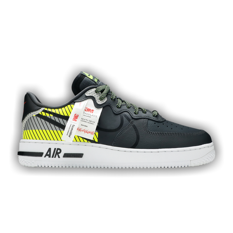 靴 Nike Air Force 1 REACT LX 3M 3M x Nike Air Force 1 React LX Anthracite Volt - Nov 2020