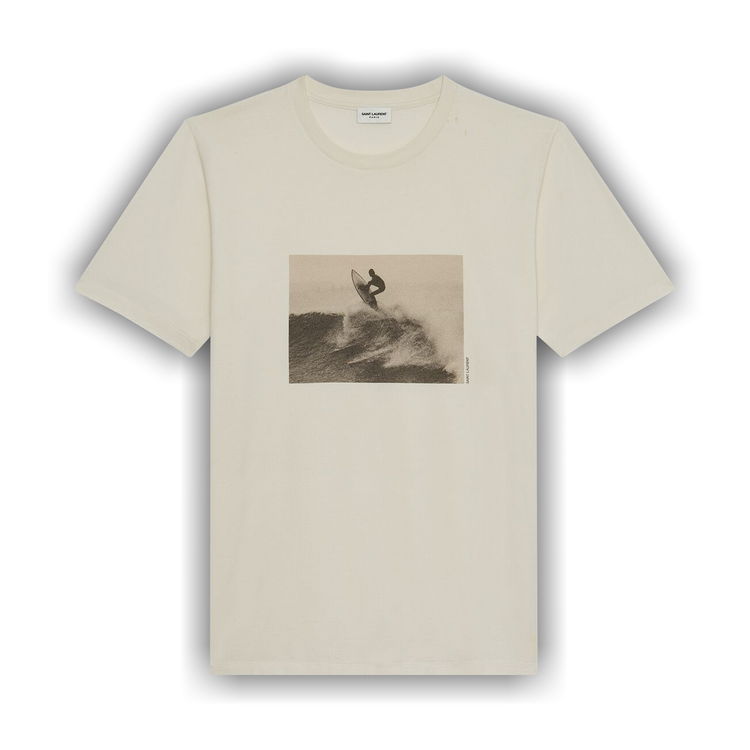 SAINT LAURENT　グラフィックプリントサーフTシャツ Saint Laurent Off-White Surfer T-Shirt – BlackSkinny