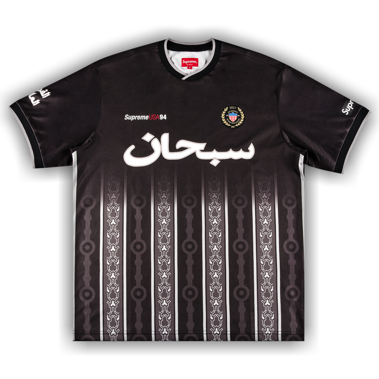 Buy Supreme Arabic Logo Soccer Jersey 'Black' - SS21KN26