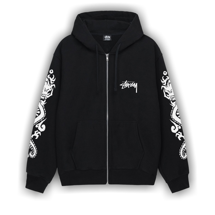 Buy Stussy Dragons Zip Hoodie 'Black' - 1975031 BLAC | GOAT