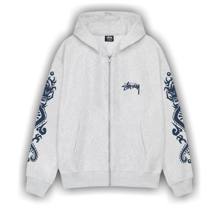 Buy Stussy Dragons Zip Hoodie 'Ash Heather' - 1975031 ASH | GOAT