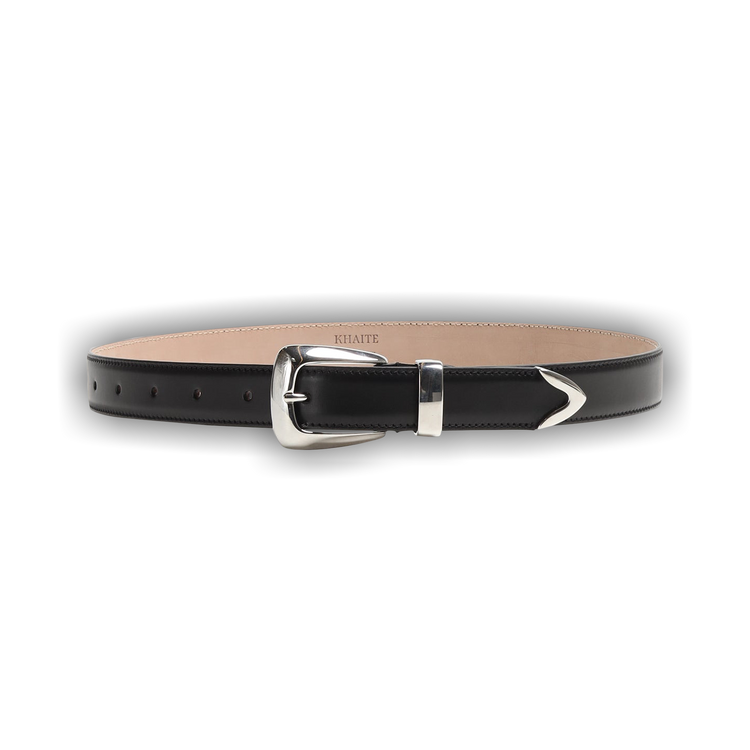 Khaite ヘニ ハックル ヘルト 10013763 200 Benny Belt with Studs in Dark Ivory Leather and Silver – KHAITE