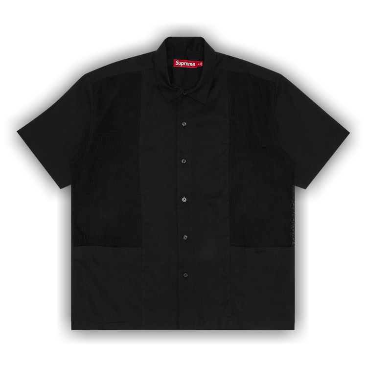 Buy Supreme Mesh Panel Linen Short-Sleeve Shirt 'Black' - SS24S13
