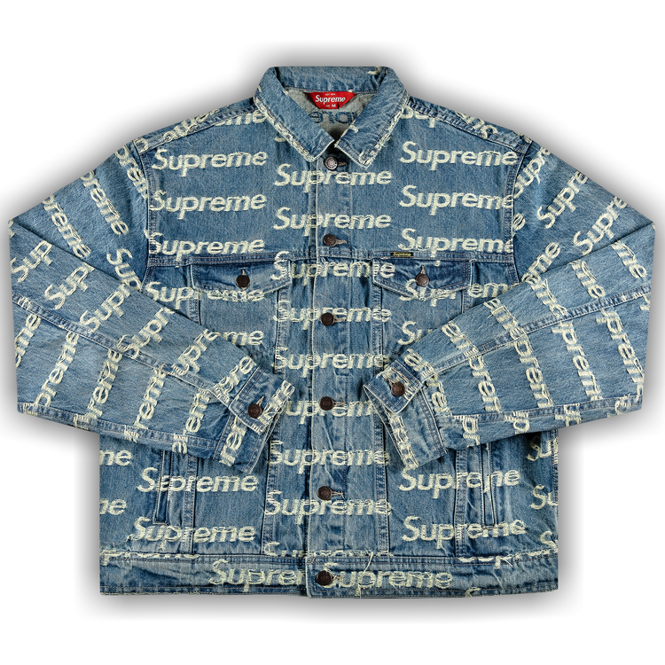 Buy Supreme Frayed Logos Denim Trucker Jacket 'Blue' - SS21J29 BLUE | GOAT
