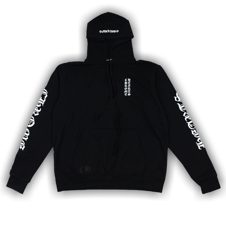 Buy Chrome Hearts Letters Sleeve Pullover Hoodie 'Black/White