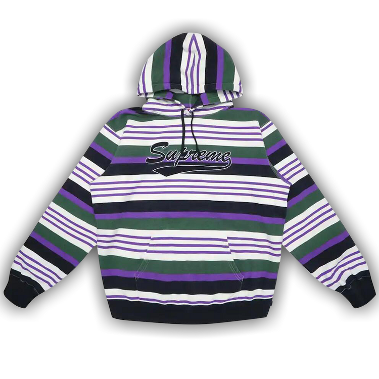 Buy Supreme Striped Hooded Sweatshirt 'Black' - SS18SW32 BLACK | GOAT