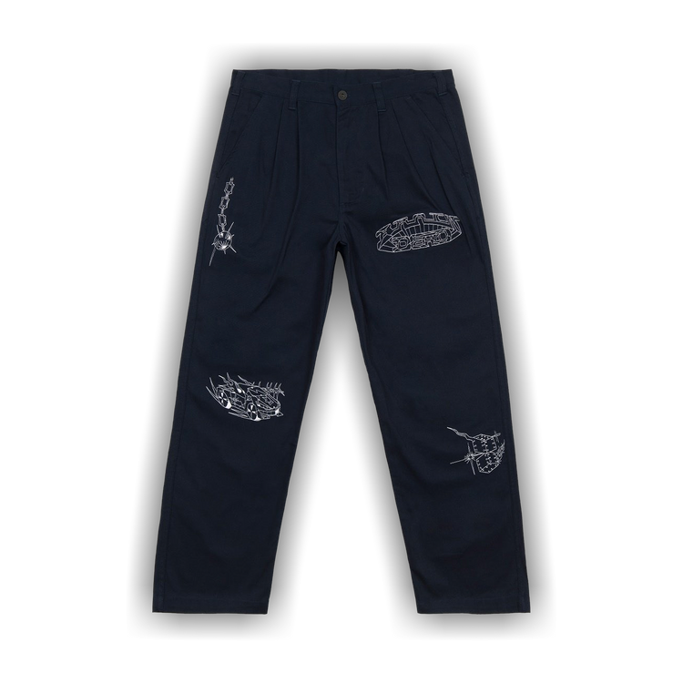 Buy Brain Dead Whips and Chains Wide Leg Pleated Pants 'Navy