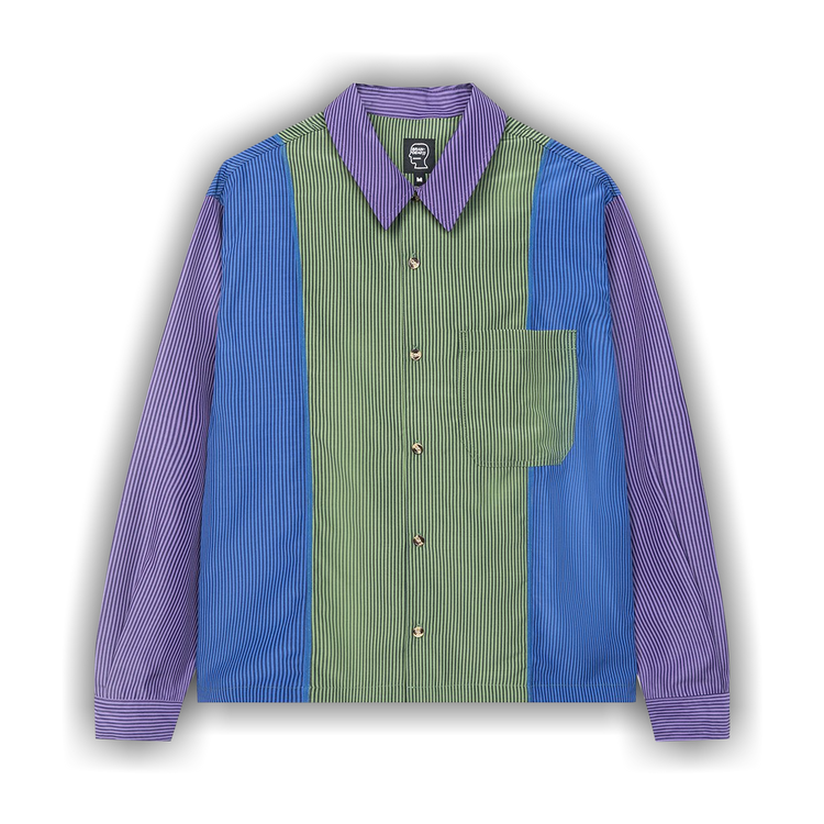 Buy Brain Dead Paneled Stripe Poplin Long-Sleeve Button Up 'Purple