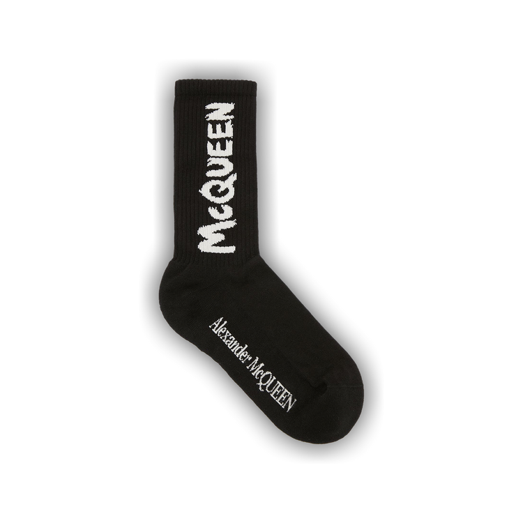 Buy Alexander McQueen Graffiti Socks 'Black/Ivory