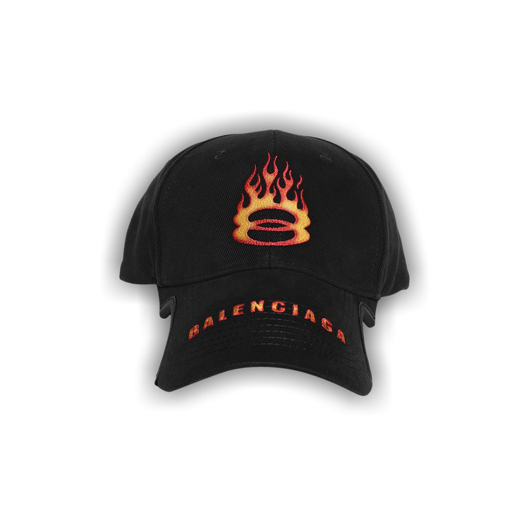 balenciaga キャップ cap burning logo Balenciaga - Leather-Trimmed Logo-Embroidered Cotton-Drill