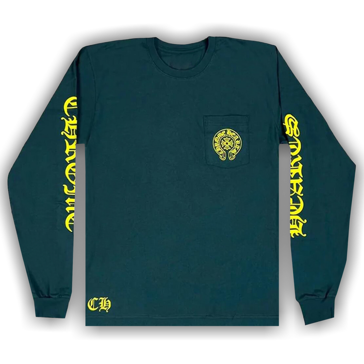 +CHROME HEARTS+ Horseshoe Green Long Sleeve ロンT グリーン Chrome Hearts Green Horseshoe Logo Long Sleeve T-Shirt