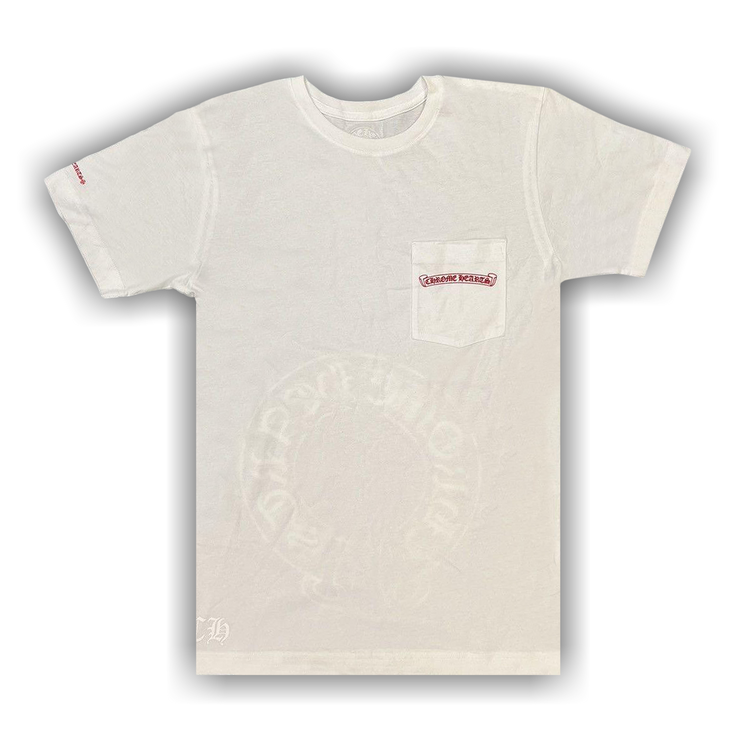 Buy Chrome Hearts Red Scroll Pocket Tee 'White' - 1383
