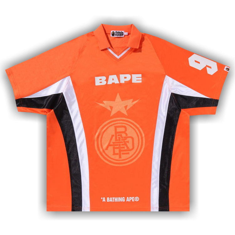 Buy BAPE Multi Logo Relaxed Fit Soccer Jersey 'Orange Buy BAPE Multi Logo Relaxed Fit Soccer Jersey 'Orange