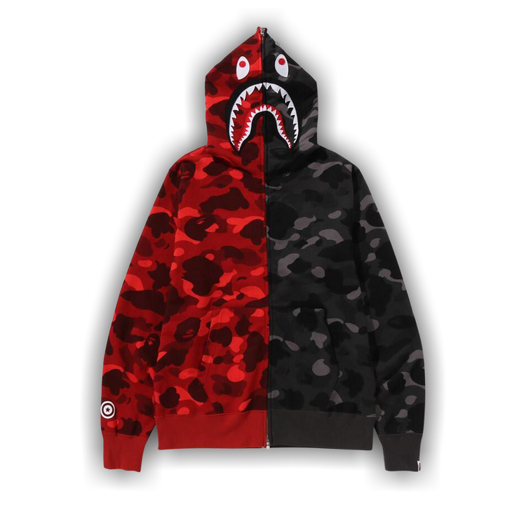 Buy BAPE Color Camo Separate Shark Full Zip Hoodie Red Black 1K80 115 001 RED BLACK GOAT AU