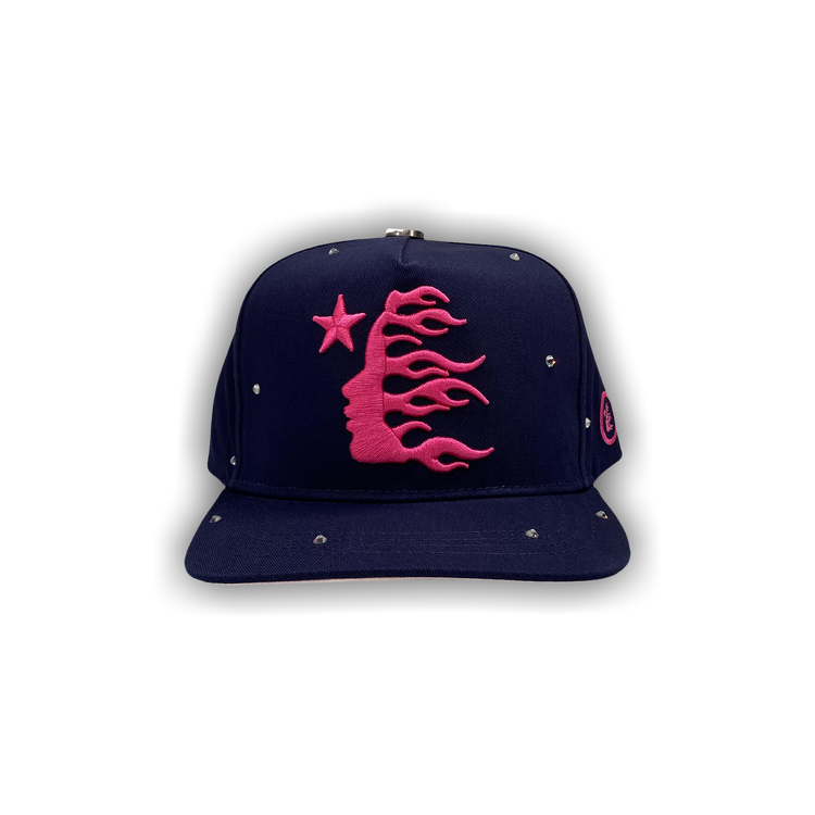 Buy Hellstar OG Logo Snapback Hat With Rhinestones 'Navy