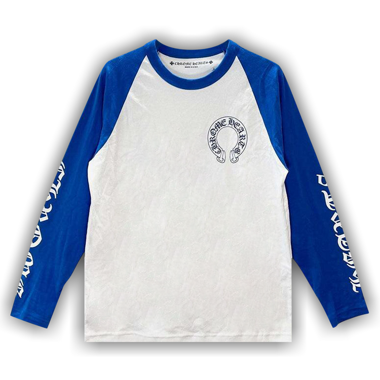 Buy Chrome Hearts Long-Sleeve Horseshoe Baseball Tee 'White/Blue