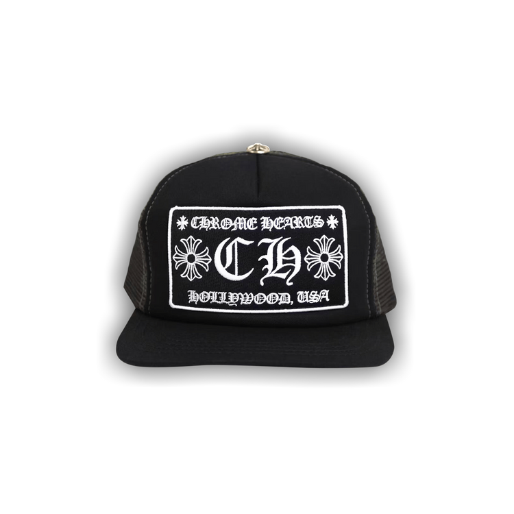 Used CHROME HEARTS BASEBALL CAP BLACK BLACK HAT TRACKER CAP