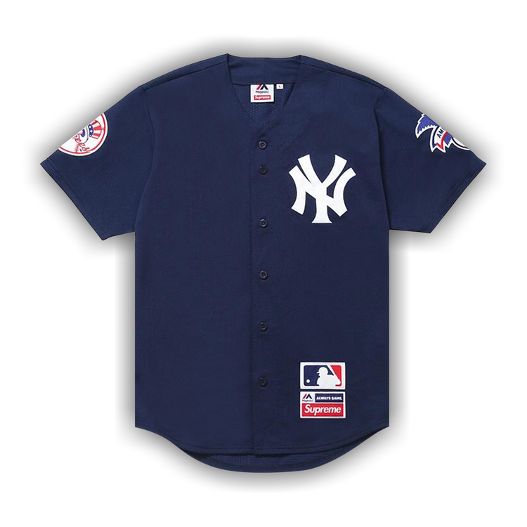Buy Supreme x Yankees Baseball Jersey 'Navy' - SS15KN3 NAVY | GOAT
