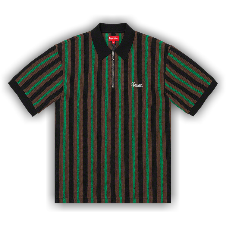 Buy Supreme Open Knit Stripe Zip Polo 'Black' - SS22KN40 BLACK | GOAT