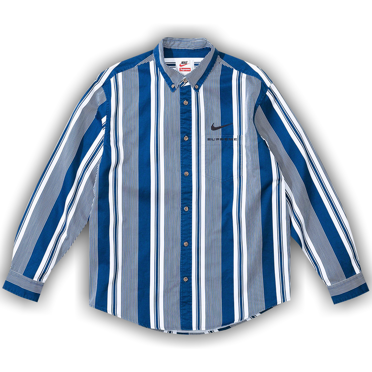 Buy Supreme x Nike Cotton Twill Shirt 'Blue Stripe' - SS21S1 BLUE