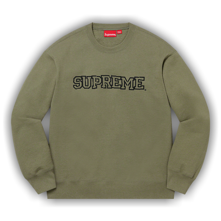 Buy Supreme Shattered Logo Crewneck 'Light Olive' - FW21SW44 LIGHT OLIVE |  GOAT