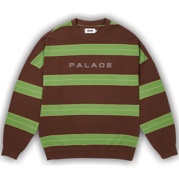Buy Palace Relax Stripe Crew 'Caked Brown' - P27ES017 | GOAT