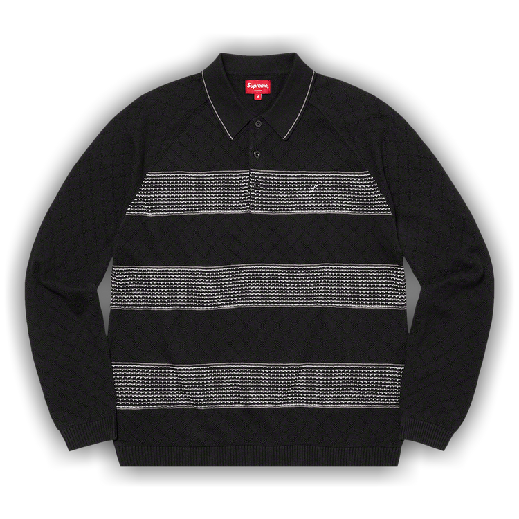 Buy Supreme Knit Stripe Long-Sleeve Polo 'Black' - FW21KN74 BLACK