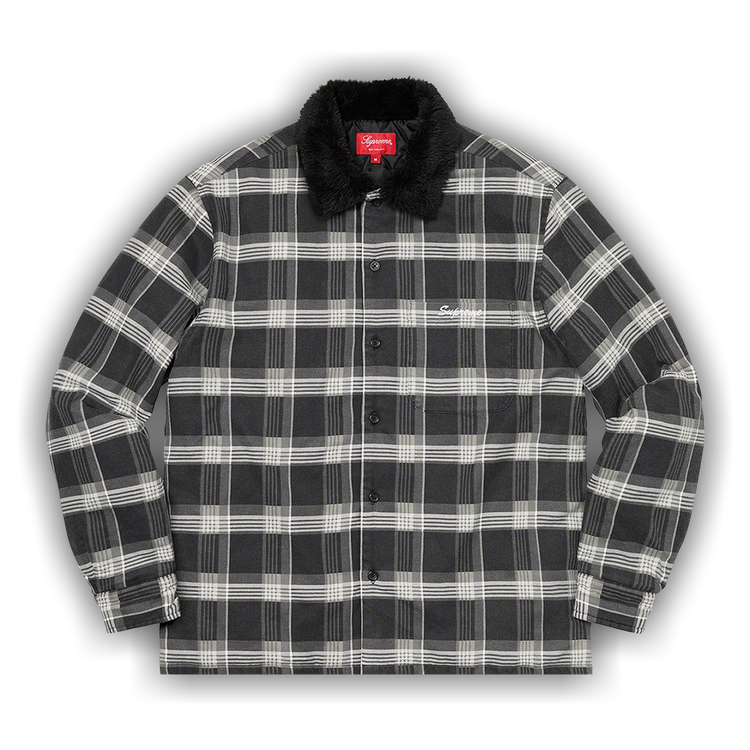 Buy Supreme Faux Fur Collar Flannel Shirt 'Black' - FW21S12 BLACK