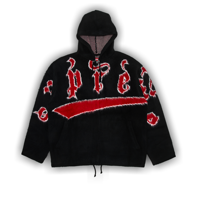 Buy Supreme Accent Brushed Zip Up Hooded Sweater 'Black