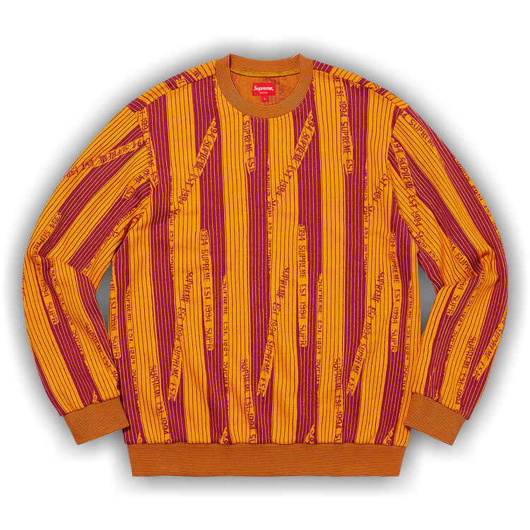 Buy Supreme Textured Stripe Crewneck 'Yellow' - FW20KN22 YELLOW | GOAT