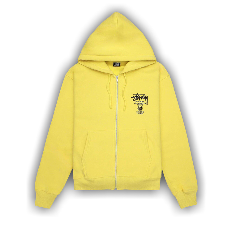 Buy Stussy World Tour Zip Hoodie Yellow 3973713 YELL GOAT