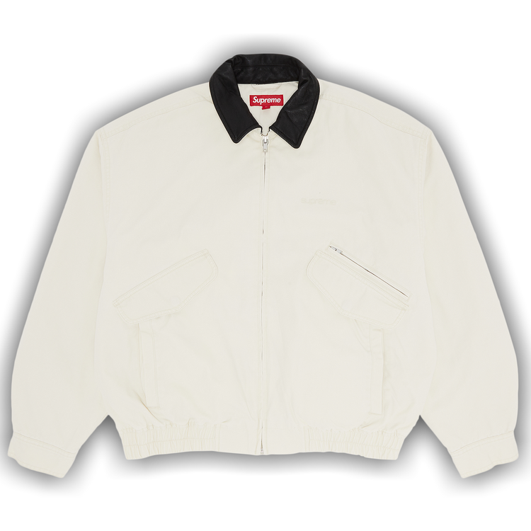 Buy Supreme Leather Collar Utility Jacket 'Stone' - FW24J74