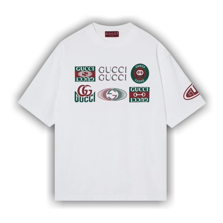 Buy Gucci Multi Logo T-Shirt 'White' - 784361 XJGQY 9074 | GOAT