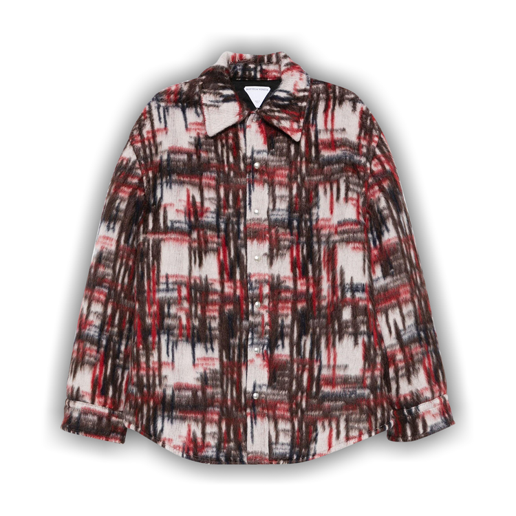 Buy Bottega Veneta Knit Plaid Overshirt Jacket 'White/Red