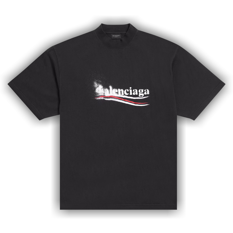 【BALENCIAGA】 Political Crack Artwork Short Sleeve T-Shirt Balenciaga Crack Print Political Campaign T-Shirt, Short