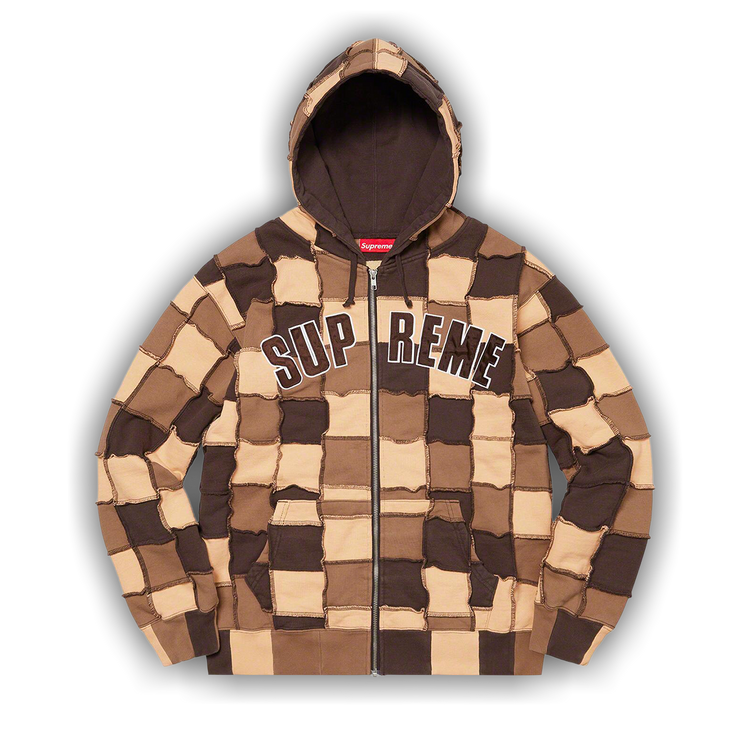 Buy Supreme Reverse Patchwork Zip Up Hooded Sweatshirt 'Brown' - SS22SW17  BROWN | GOAT