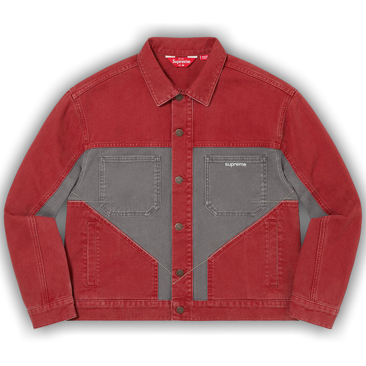 Buy Supreme 2-Tone Paneled Denim Jacket 'Red' - FW22J79 RED | GOAT