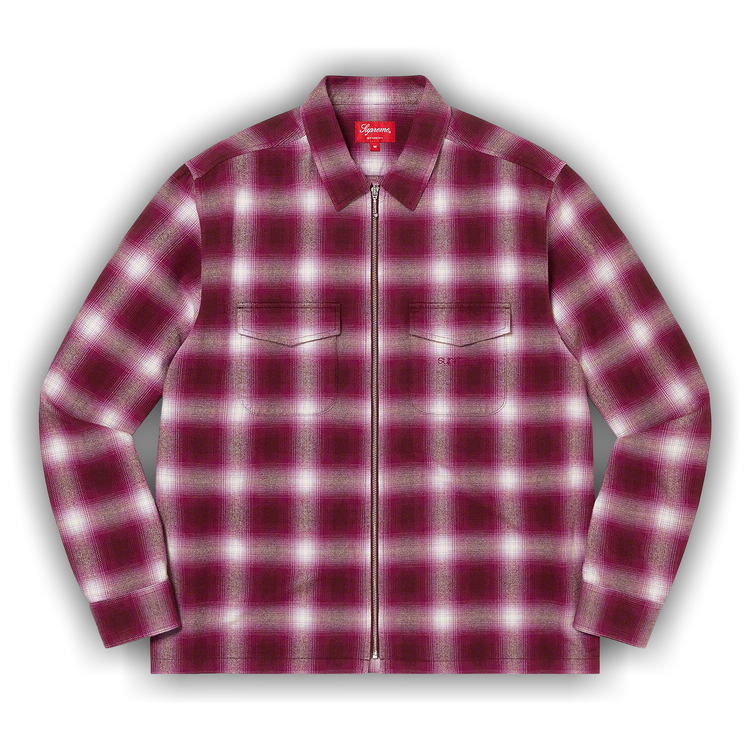 Buy Supreme Shadow Plaid Flannel Zip Up Shirt 'Magenta Buy Supreme Shadow Plaid Flannel Zip Up Shirt 'Magenta