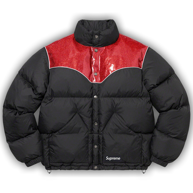 Buy Supreme Glitter Yoke Down Puffer Jacket 'Black