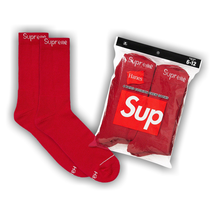 Buy Supreme x Hanes Crew Socks (4 Pack) 'Red' - 99HAA26 RED