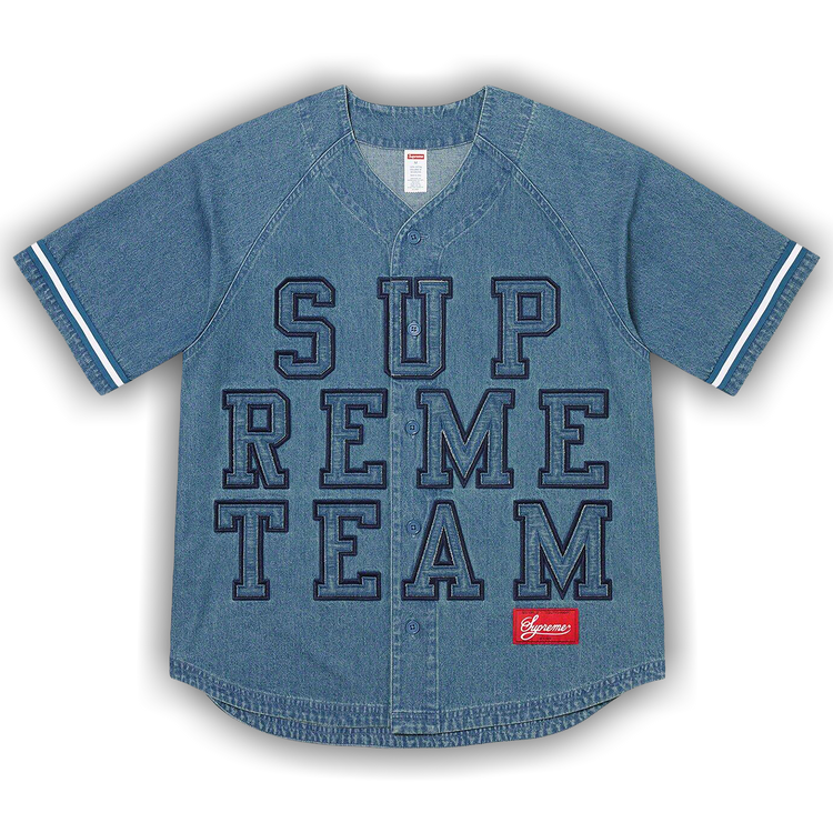 Buy Supreme Denim Baseball Jersey 'Blue' - FW22KN11 BLUE | GOAT