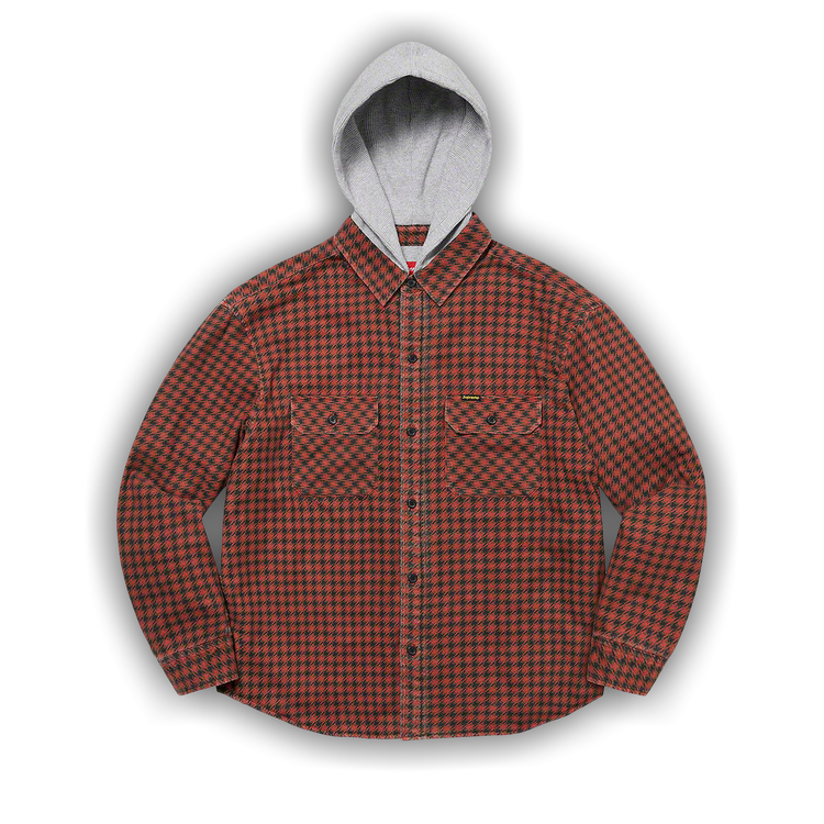 Buy Supreme Houndstooth Flannel Hooded Shirt 'Red' - FW22S21 RED