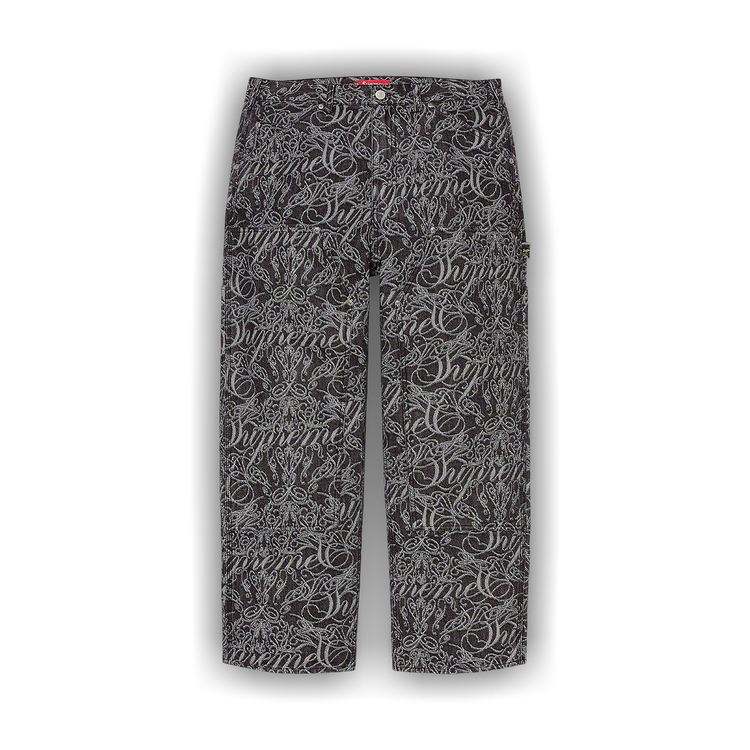 Buy Supreme Script Jacquard Double Knee Denim Painter Pant Buy Supreme Script Jacquard Double Knee Denim Painter Pant