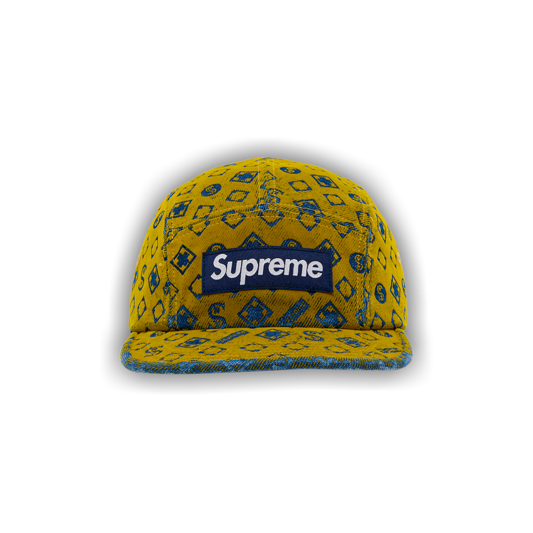 帽子 Supreme Flocked Denim Box Logo Monogram Supreme Flocked Denim Camp Cap (FW24) - $54