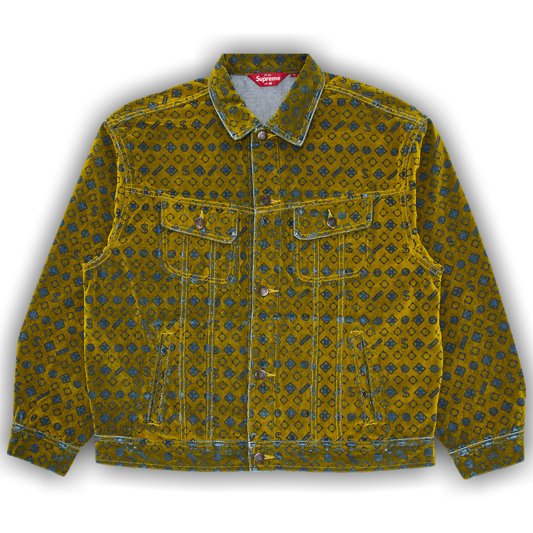galo品 Supreme Flocked jacket Supreme Flocked Denim Trucker Jacket (FW24) - $228