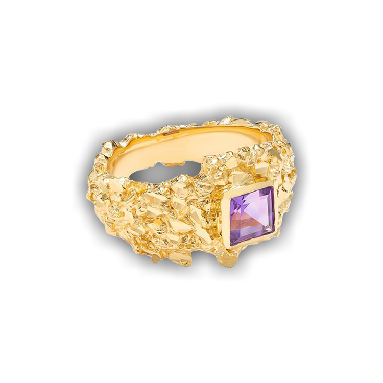Buy Veneda Carter VC016 Hammered Gem Ring 'Gold' - 722151GAM