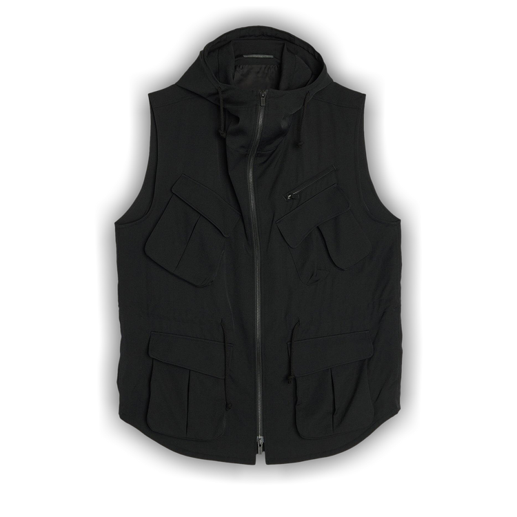 トップス Yohji Yamamoto POUR HOMME Hooded vest Buy Yohji Yamamoto Pour Homme Wrinkle Gabardine Hooded Vest 'Black
