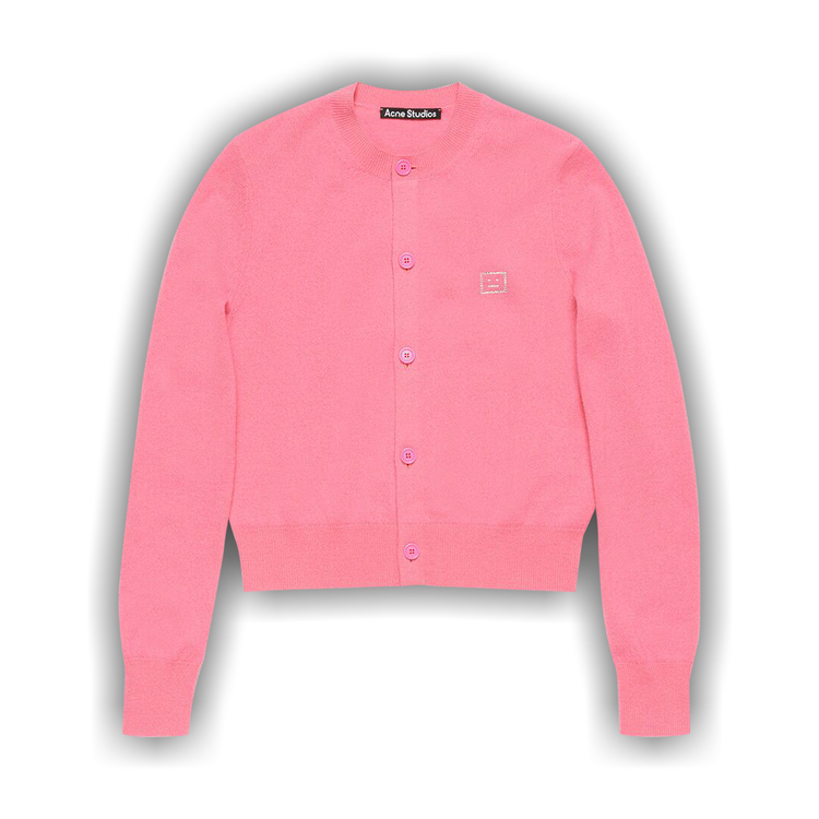 Buy Acne Studios Embellished Face logo cardigan 'Tango Pink