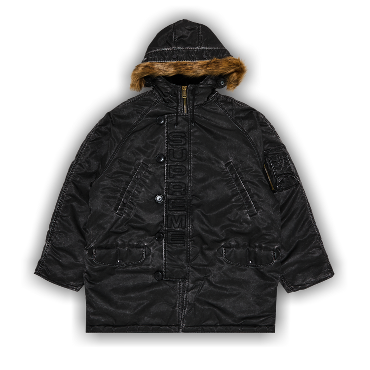 Buy Supreme Washed Flight Satin N-3B Parka 'Black' - FW24J77