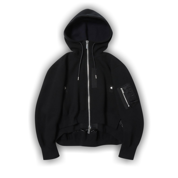 Buy Sacai Sponge Sweat Nylon Twill Hoodie 'Black' - SCW 231 002 | GOAT